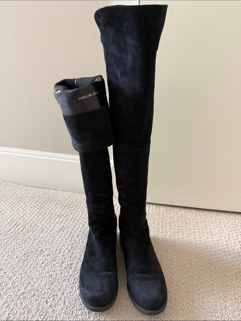Stuart Weitzman 5050 Black Suede Over-the-Knee Boots